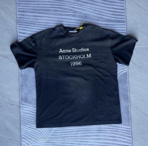 Acne Studios Stockholm 1996 Men's M Black Crew Neck Logo Graphic T-Shirt