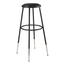 Pemberly Row 32-39" Vinyl Padded Steel Metal Heavy Duty Stool in Black