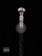 Victorian Walking cane brass walking stick sterling silver looking like cane
