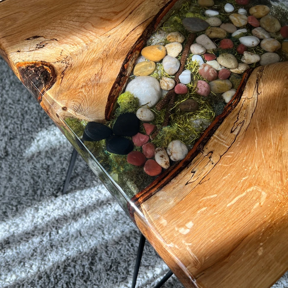 Epoxy Live End Table / Side Table / Nightstand / Natural Edge Side Table - Image 4 of 4