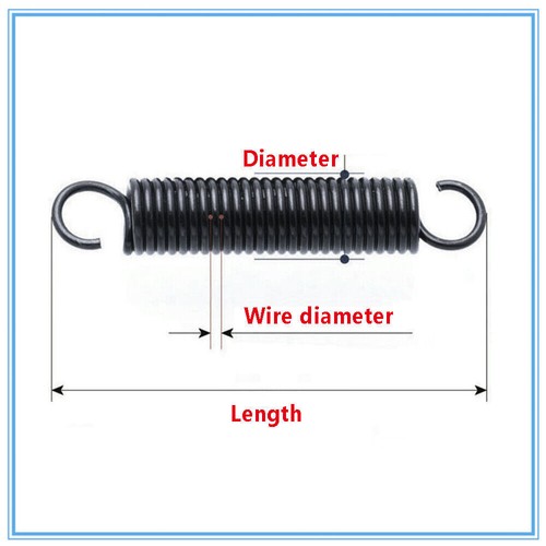 Resorte de tensión de extensión de gancho de diámetro de alambre 1,5 mm 2 mm acero varios tamaños - Imagen 3 de 11