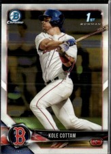 2018 Bowman Chrome Kole Cottam Boston Red Sox #BDC69  3 Card Lot