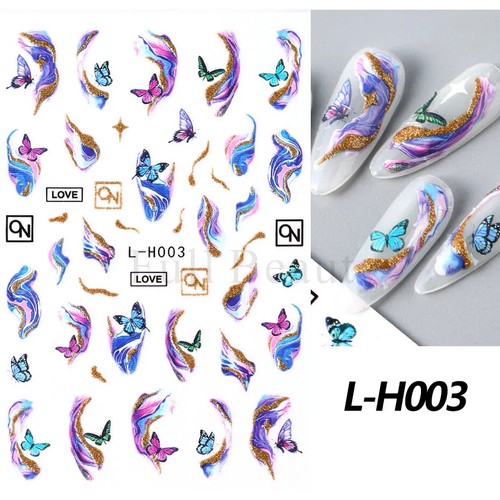 Marble Ink Blooming 3D Nagelsticker Schmetterling Wellenlinie Rauch Streifen Nageldeko - Bild 25 von 36