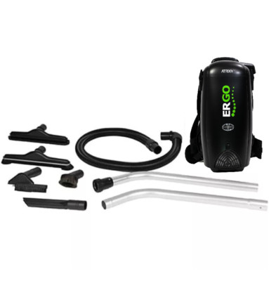  NEW IN BOX ERGO ATRIX VACBP1 HEPA BACKPACK VACUUM BLACK STANDARD BUNDLE