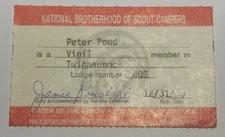 Boy Scout OA Membership Card Lodge 409 Tuichaunock 1990 New York    RC6