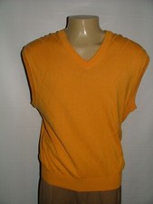 NEW WT 95 HARRY VENDOR V-NECK VEST SIZE M ACRYLIC COTTON ARGYLE ORANGE 135