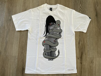 Acrylick T Shirt Naked Girl Snake White VTG Hip Hop Graphic Tee Men Sz Medium M
