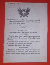 Decree Kingdom of Italy Amends List Authorities and Offices Exempt Postal Taxes 1884
