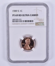 PF69RD UCAM Proof 1989-S Lincoln Memorial Cent NGC Brown Label