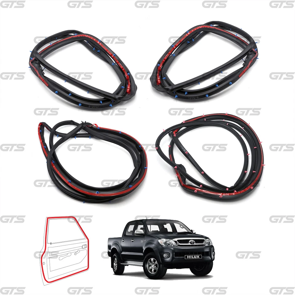 For Toyota Hilux Mk7 Vigo 4Dr 2006 - 14 Set 4 Door Rubber Seal Weatherstrip Foto 3 de 4
