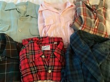 Lot Of 7 Vintage Men  s Assorted Wool, Cotton, Gabardine Shirts And 1 Bathrobe