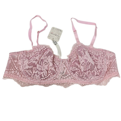 NEW HAH by Free People 34A Dusty Rose Hook Up Lace Underwire Demi Bra Romantic 