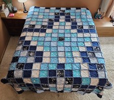 Handmade Twin Sized Flannel Rag Quilt Full Queen Twinkle Little Star Stella Glow