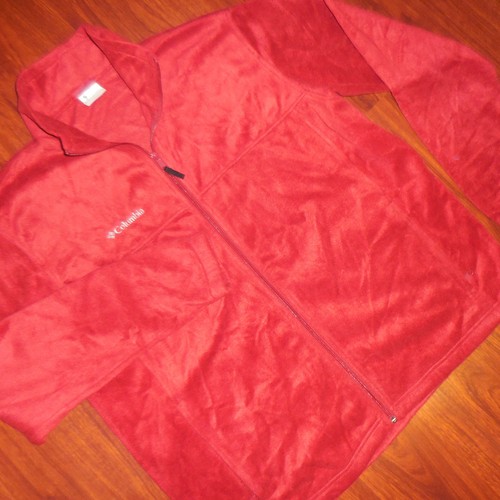 COLUMBIA Mens Fleece Jacket Sweatshirt Full Zipper Front Maroon-Red Sz XXL 2XL - Picture 4 of 11