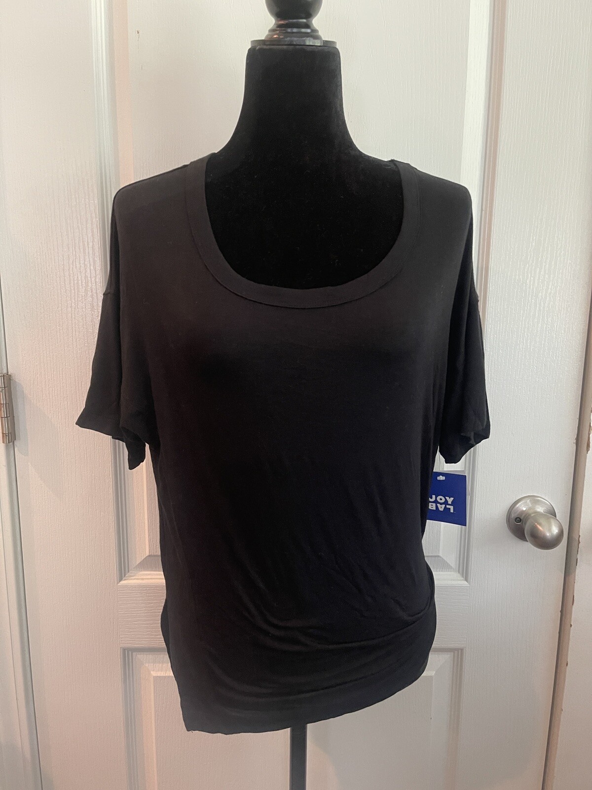 NWT JoyLab Black Cropped Tie Side Workout Top Tee Shirt Women's Size S
