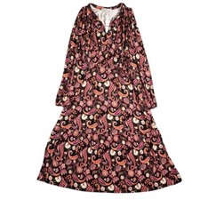 Loft NWT Paisley Tiered Tie Neck Long Sleeve Midi Dress Size Small