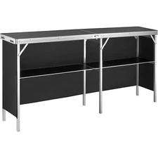 Folding Bar Table, Tradeshow Podium with Case&Storage Shelf 77.95x15.16x34.65"