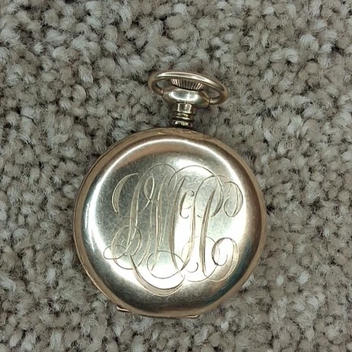 antique pocket watch ELGIN  engraved hunter case