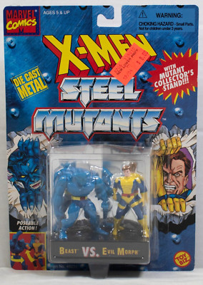 Beast vs Evil Morph Die Cast Figure Set X-Men Steel Mutants Marvel Toy Biz 1994