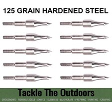 Crossbow Bolt Archery Arrow Tips Hardened Steel Field Points 125 Grain X 10 UK