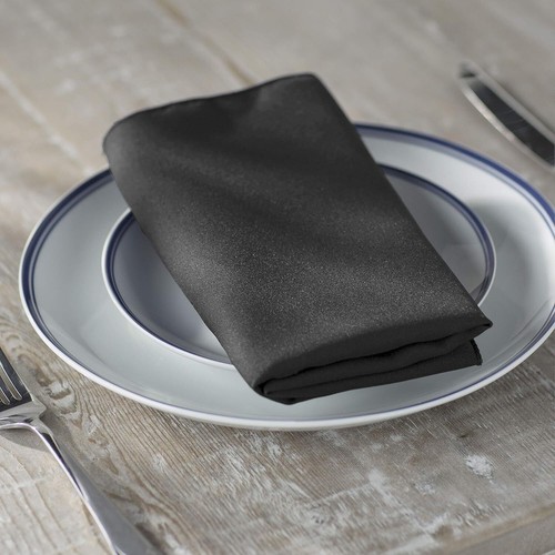 BLACK - Poly Poplin Napkin - 18" X 18" - Cloth Napkins, Washable Napkins, - Picture 2 of 5
