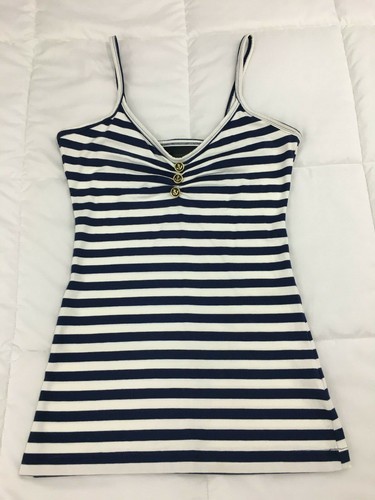 Kardashian Kollection Striped Navy Nautical Sailor Tank Top Shirt Size Small S - Picture 5 of 10