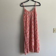 Lulus Women XS Spaghetti Straps Liza Pink Floral Print Pleated Midi Dress NWT