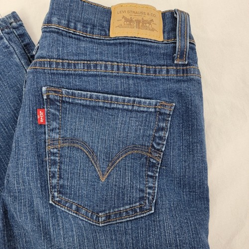 Levis Perfectly Slimming 512 Jeans Capri Dark Wash 5 Pocket Blue Denim Womens 12 - Picture 7 of 12