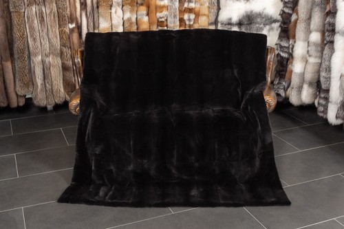 6580-G Coperta di visone in vera pelliccia di visone in vera pelliccia nera coperta coperta di pelliccia - Foto 5 di 8