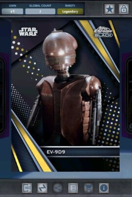 Star Wars Card Trader - Digital Legendary Topps Chrome Black, Gold EV-9D9 2cc