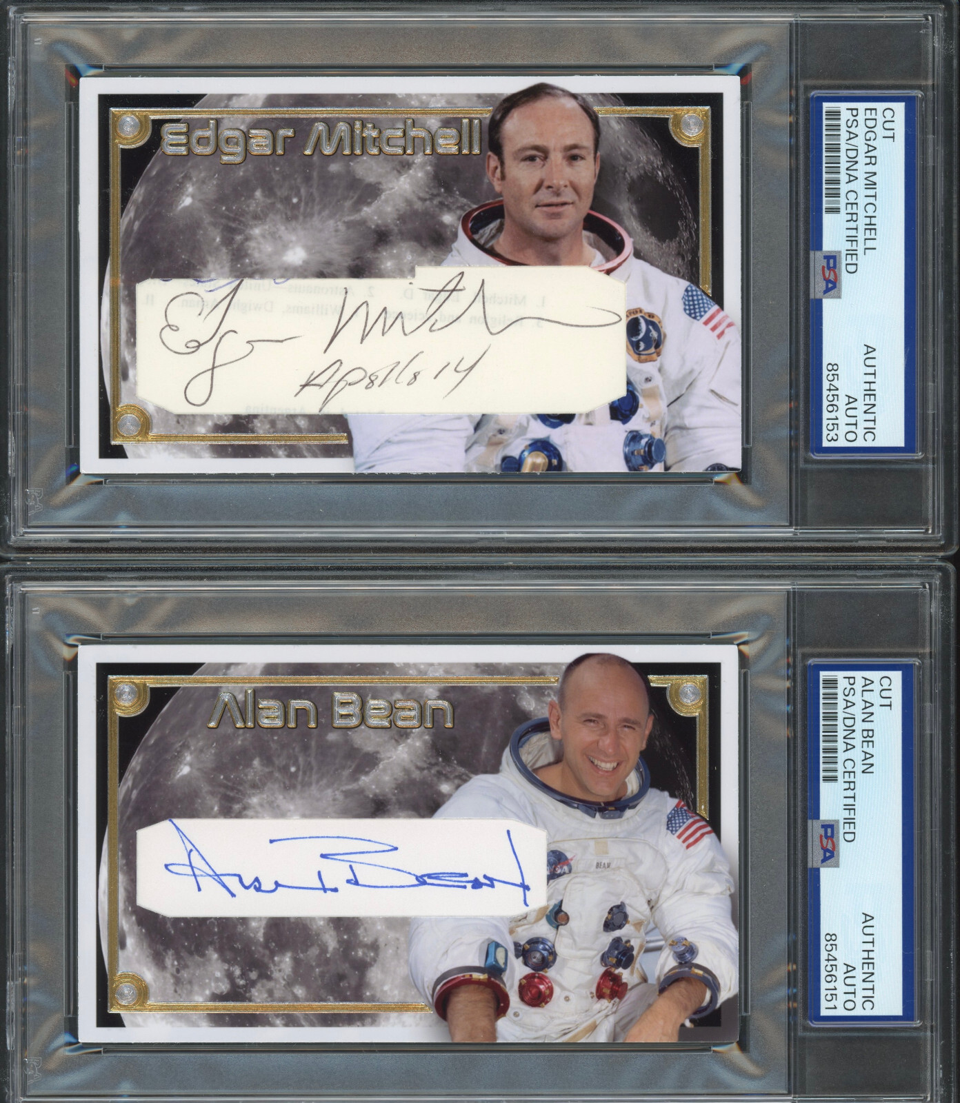 Moonwalker Set (12) signed Cut 3x5 Custom Card PSA DNA Slab Neil Armstrong Auto