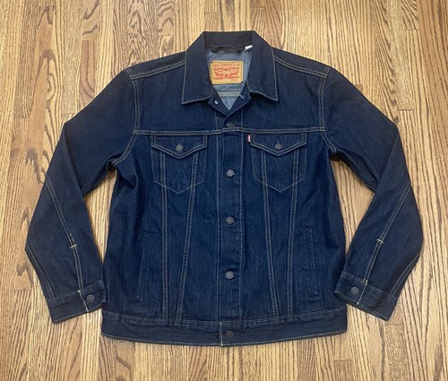 Levis Strauss Co Red Tab Modern Big E Remake Dark Wash Trucker Denim Jean Jacket