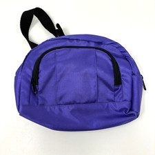 Unbranded Purple Nylon Belt Bag Fanny Pack With Black Strap Outer Inner Pockets