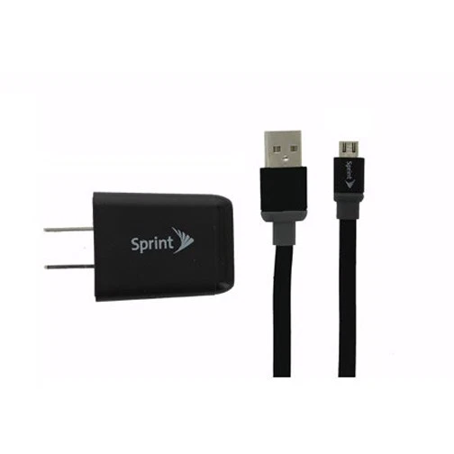 Cargador de pared USB 1,8 amperios con cable de datos micro USB 3 pies/1 m Sprint negro Foto 2 de 4