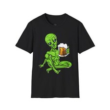 Divertidas Camisetas Alien, Camiseta Alien Drinking Beer Estilo Suave Hombres Mujeres