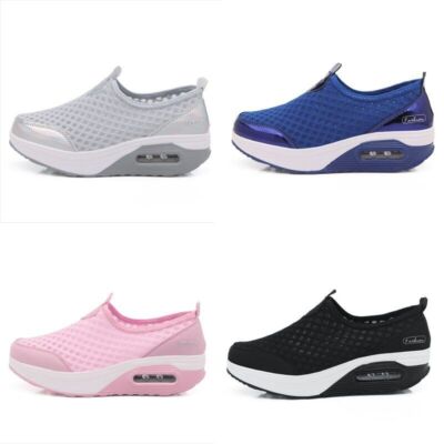 Damen Plateau Fitness Mesh Sport Turnschuhe Shape Up Toning Laufen Fitnessschuhe