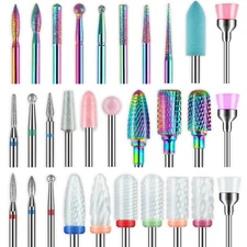 30Pcs Nail Drill Bits,3/32 Inch Ceramic Bits for Nails Sets, Cuticle Efile Carbi