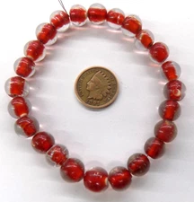 100 Cardinal Red Heart Lamp African Trade Beads  # T4131 Eye Spacer's     READ !