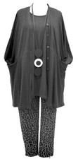 Plus Size La Bass Anthracite Jersey Collarless Long Jacket Size 30-32
