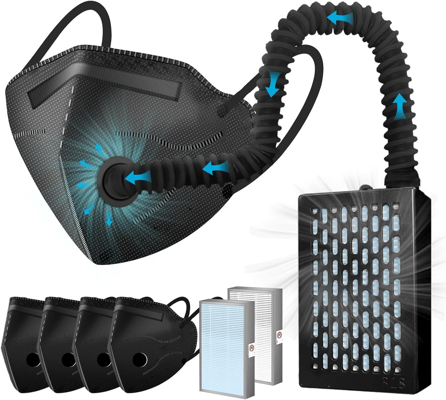 Electric Wearable Air Purifier Maskes,Air Supply,With HEPA Filter,For Dust Work,