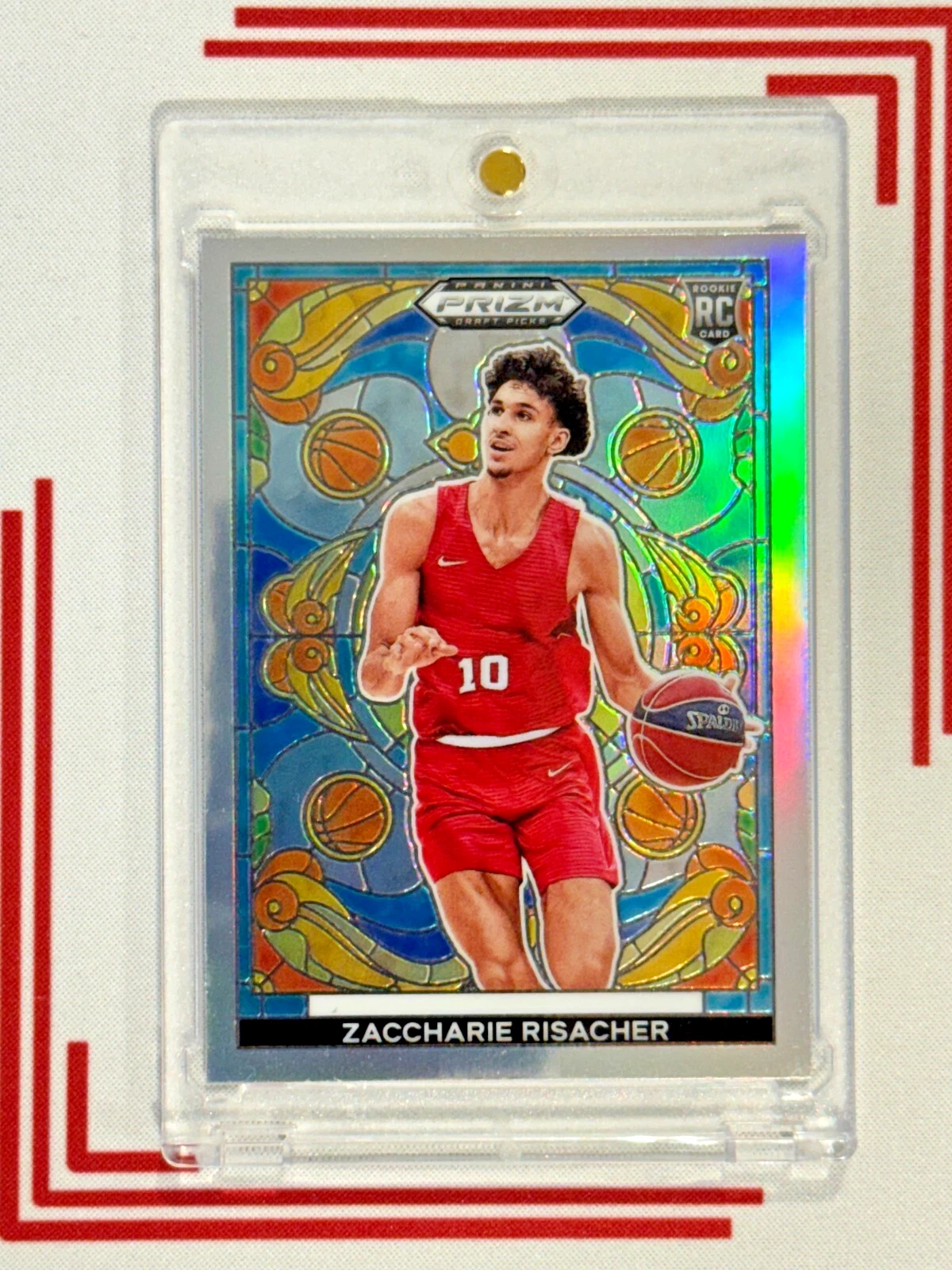 Zaccharie Risacher 2024 Panini Prizm Draft Picks Stained Glass #9 (RC) Case Hit