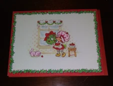 Strawberry Shortcake Christmas Card 1980 Plus Mark Window Wreath Custard Cat AGC