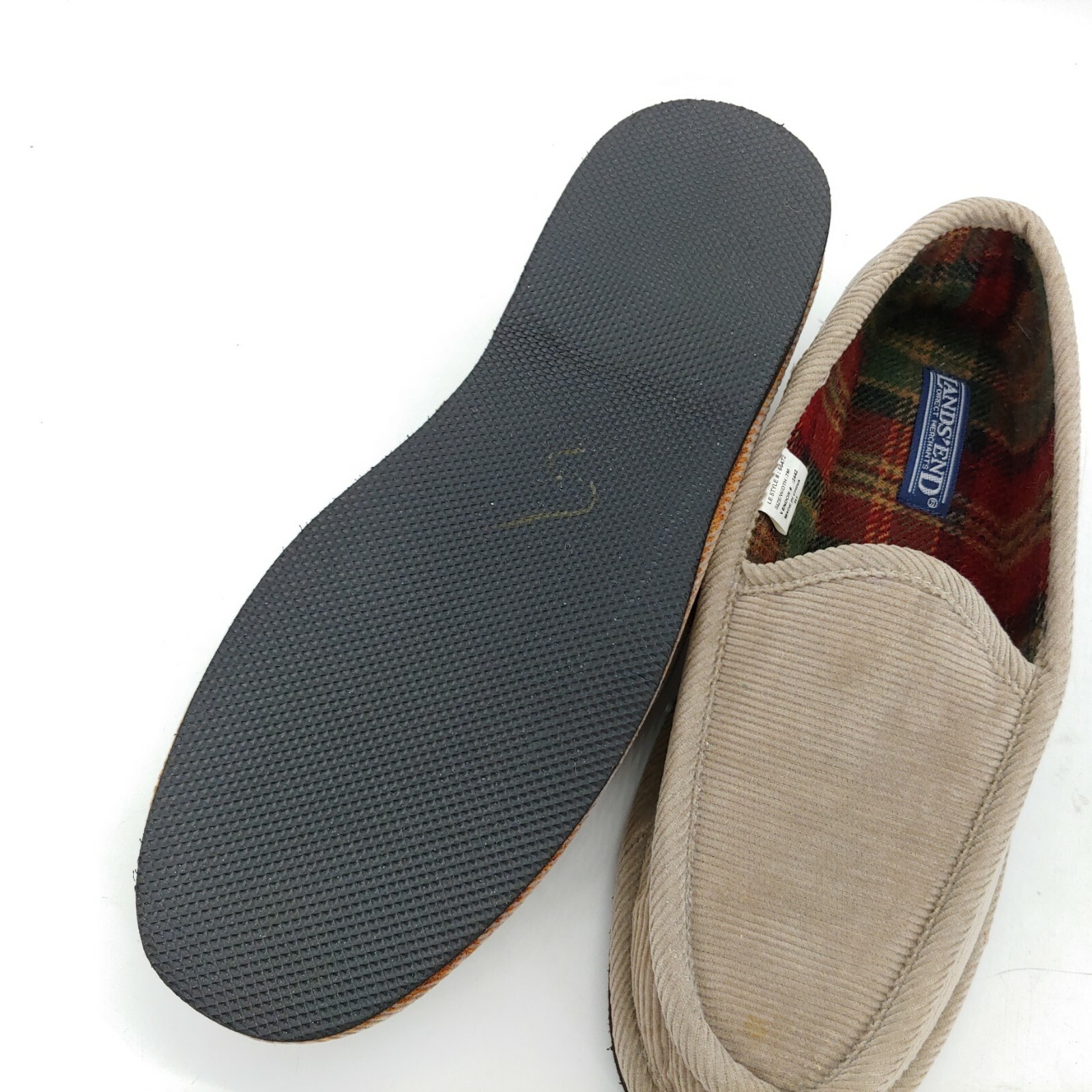 Lands End Mens Slip On Moccasin Slipper Dark Tan Cord… Gem