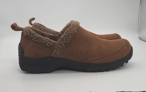 Lands' End 247709 Brown Suede Slip On Shoes Sherpa Lined Women's Size 7B - Picture 2 of 15