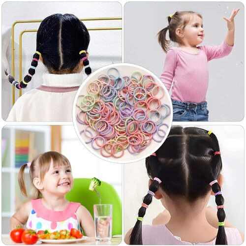 200PCS Elastic Hair Ties, No Crease Hair Small Ponytail Holders Marcon Color - Bild 3 von 7