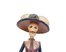 Hecho a mano Vintage Cápula México Día de Muertos Catrina Esqueleto Baile Folklórico