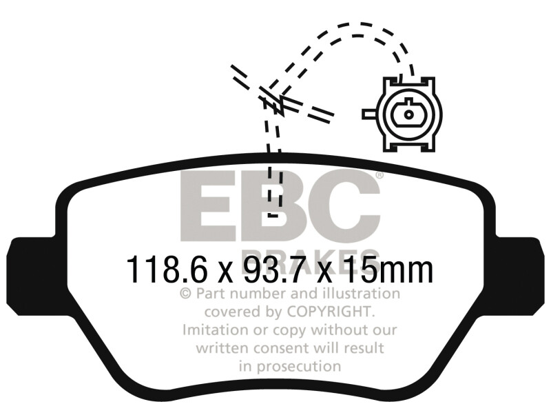 EBC for 2014-2016 Maserati Ghibli 3.0L Twin Turbo (330) Redstuff Rear Brake Pads