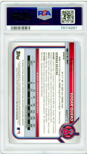 2022 1st Bowman Chrome EDGAR QUERO Refractor RC AUTO SP /499 PSA 10 White Sox - Picture 4 of 4