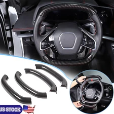 Carbon fiber Style Steering Wheel Top Lower Handle Cover Trim For C8 Corvette US