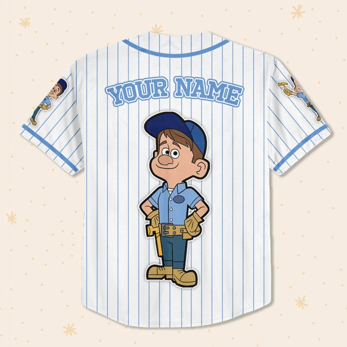 Custom Disney Wreck it Ralph Felix Simple Stripe, Custom Baseball Jersey